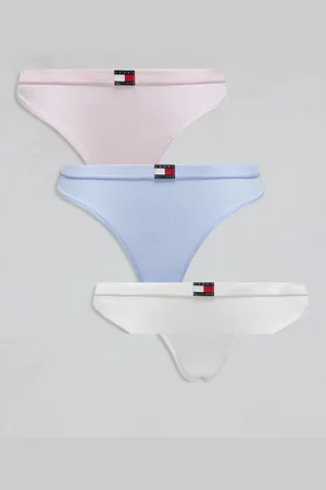 Tommy Hilfiger 3-pack flag thongs in blue/pink/white