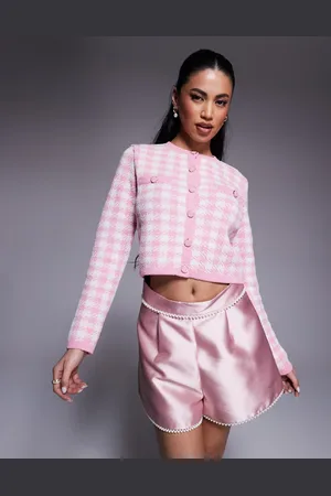 River Island Plaid cropped cardigan in light