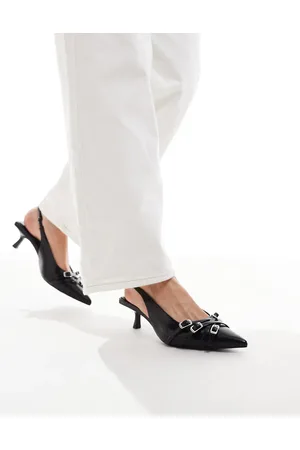 Stradivarius Buckle detail slingback kitten heel in