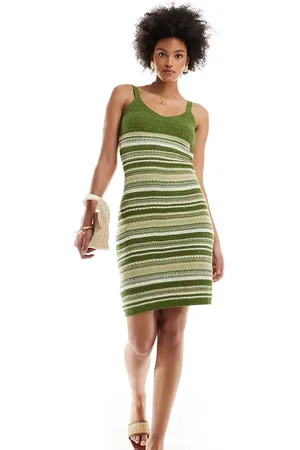 JDY Knit stripe dress in olive