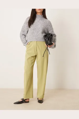 ASOS Pants with tab hem and pocket flap detail in light olive