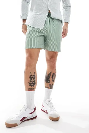 Farah Colbert seersucker stripe swim shorts in and white