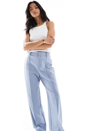 Pull&Bear Petite straight leg tailored pants with front seam in
