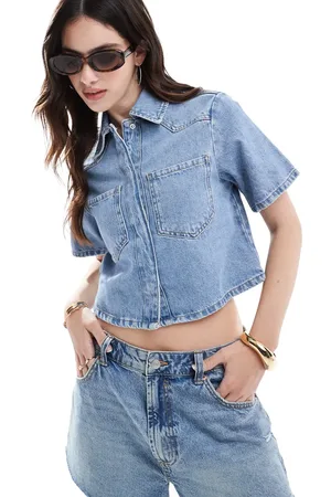 ASOS Denim cropped shirt in light wash