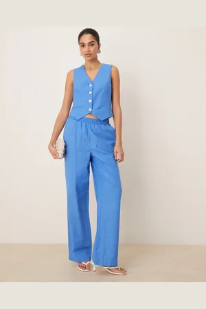 Y.A.S Linen touch wide leg pants in provence - part of a set