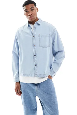 ASOS Oversized boxy cropped denim shirt in light