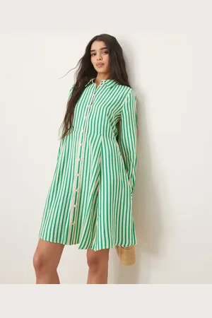 Y.A.S Flippy hem mini shirt dress in and white stripe