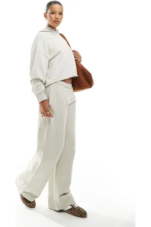 Pull&Bear Wide leg sweatpants in ecru - part of a set