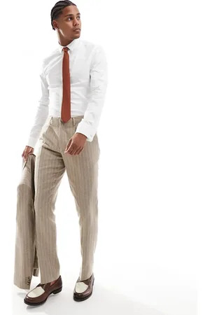 Shelby & Sons Shelby and Sons tailored slim pant in beige pinstripe - part of a set