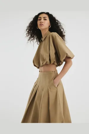 River Island Cropped shirt in stone