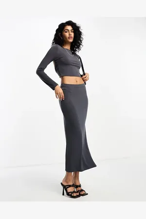 Stradivarius Tube midi skirt in dark - part of a set