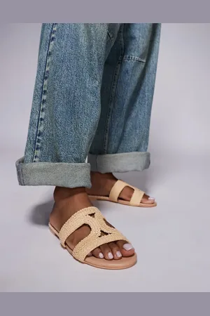 Public Desire Inferno slip on sandals in raffia cream