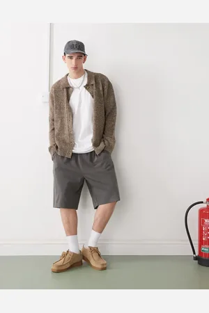 COLLUSION Tailored longline shorts in pinstripe