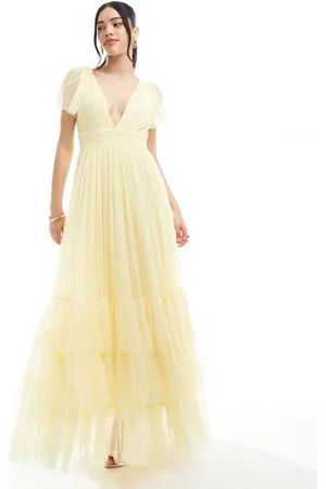 Lace & Beads Bridesmaid Madison maxi dress in butter