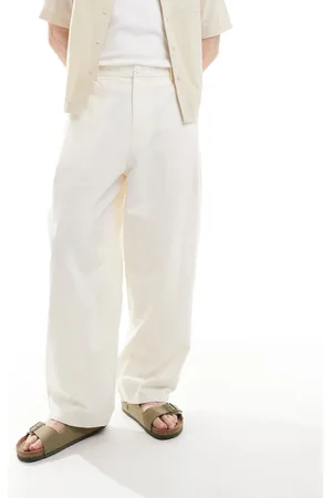 Pull&Bear Crinkle textured pants in ecru