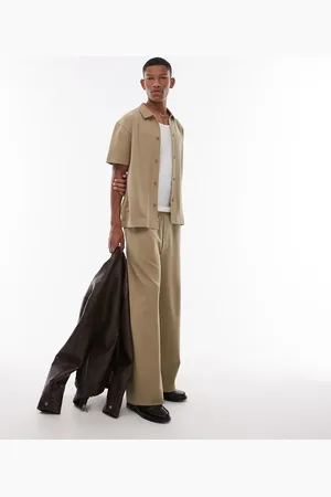 Topman Premium interlock straight leg sweatpants in light khaki