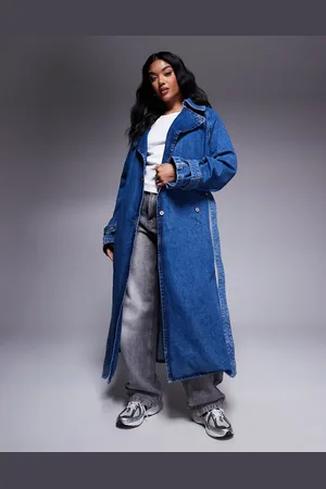 Hugo Blue Garena oversized fit denim trench coat in