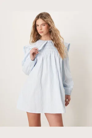 Neon Rose Smocking detail babydoll dress in light