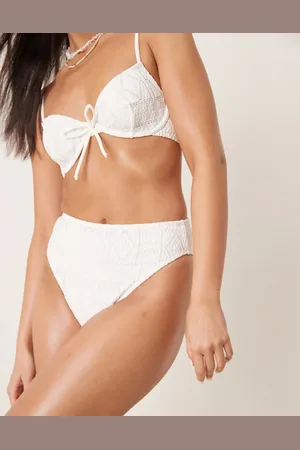 ASOS Bertie eyelet high leg high waist bikini bottom in
