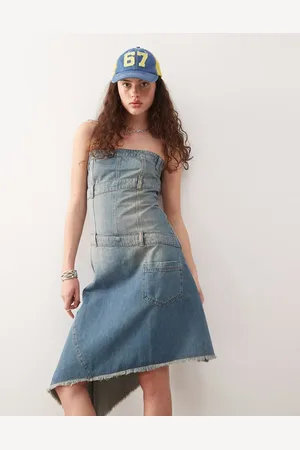 COLLUSION Iconic denim dress in vintage wash