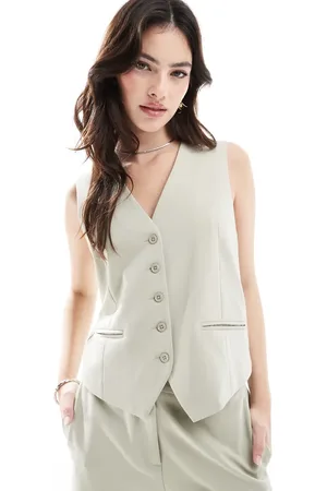 French Connection Angie vest in pistachio - part of a set
