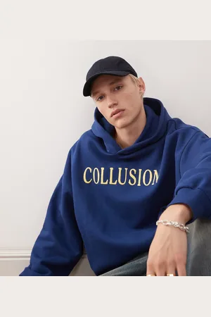 COLLUSION Oversized embroidered branded hoodie in blue