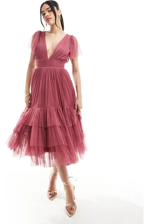 Lace & Beads Bridesmaid Madison midi dress in orchid
