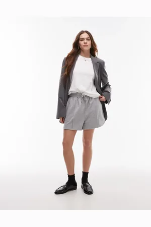 Topshop Pintuck sweat shorts in heather