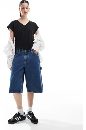 Dr Denim Bree Worker baggy fit mid waist denim jorts in mid retro