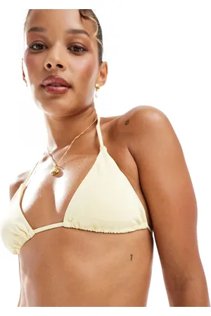 Pull&Bear Triangle bikini top in butter