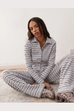 Reclaimed Brushed stripe polo cardigan in stripe - part of a set