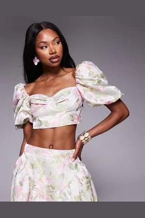 ASOS Puff sleeve top in tulip jacquard - part of a set