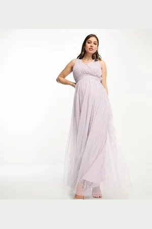 Beauut Maternity Bridal maxi dress in tulle with bow back in lilac
