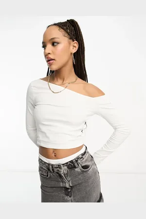 Stradivarius Asymmetric slash neck top in