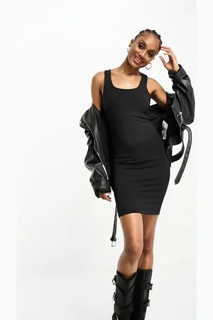 ONLY Reversible square neck bodycon mini dress in