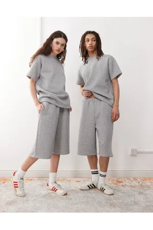 Reclaimed Unisex jersey sweat shorts in heather - part of a set