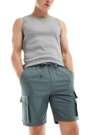 Only & Sons Pull on linen mix cargo shorts in teal