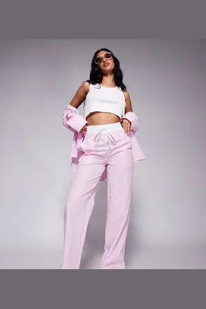 Kaiia Exclusive boxer waistband poplin pants in stripe - part of a set