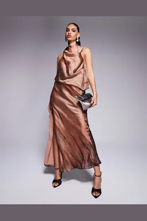 ASOS High neck drape maxi dress in abstract print