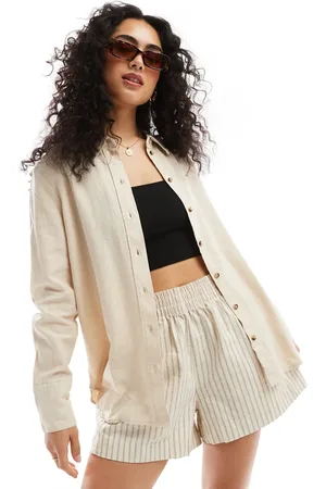 JDY Relaxed linen mix shirt in stone - part of a set