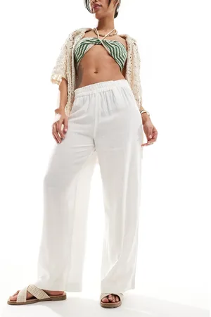 ONLY Linen mix wide leg pants in white - part of a set