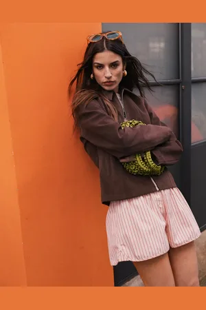 Topshop Faux suede zip up jacket in