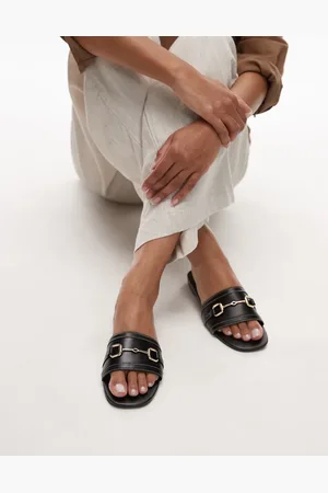 MANGO Mule sandals with gold detailing in