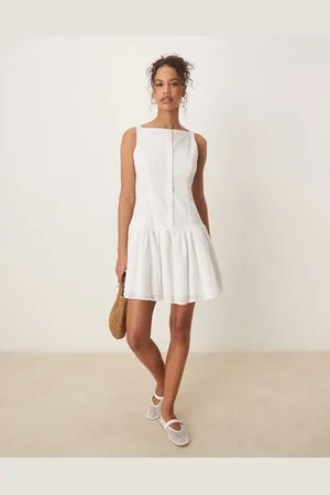 Glamorous Drop waist eyelet mini dress in