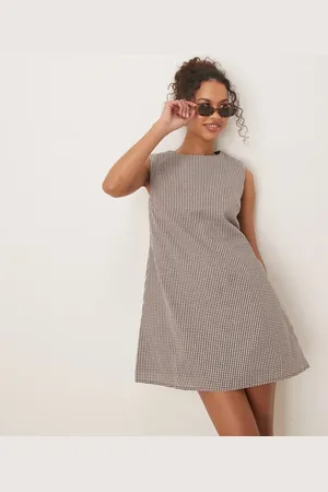Glamorous Smock mini dress in white plaid