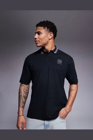HUGO BOSS Bull Racing capsule Dodac silver logo and collar stripe relaxed fit pique polo in