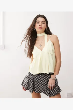 Reclaimed Babydoll cami top and scarf set in butter