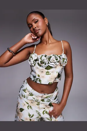 ASOS Jacquard 3D floral top in floral print - part of a set
