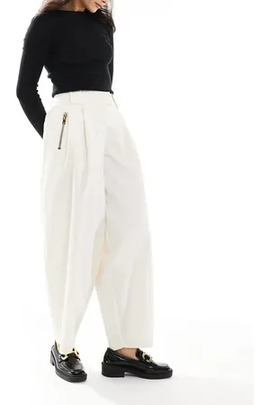 ASOS Arch leg zip detail pants in off