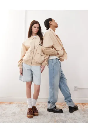 Reclaimed Unisex lightweight harrington bomber jacket in stone